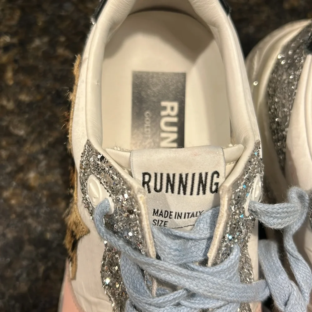 Golden Goose Silver Glitter and Pink Sneakers - Picture 3 of 15